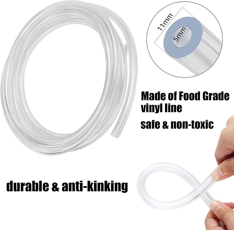 MRbrew Draft Beer Line with Barb Connector, Kegerator Accessory Kit Beer tower Brewing Tubing Hose, 5 Feet Clear Vinyl Tubing Draft Beer Dispensing 3/16" ID 7/16" OD Tubing Hose for Beer Tap D Coupler - Image 3